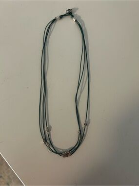 Fossil Teal Multi-Strand Necklace with Silver Accents